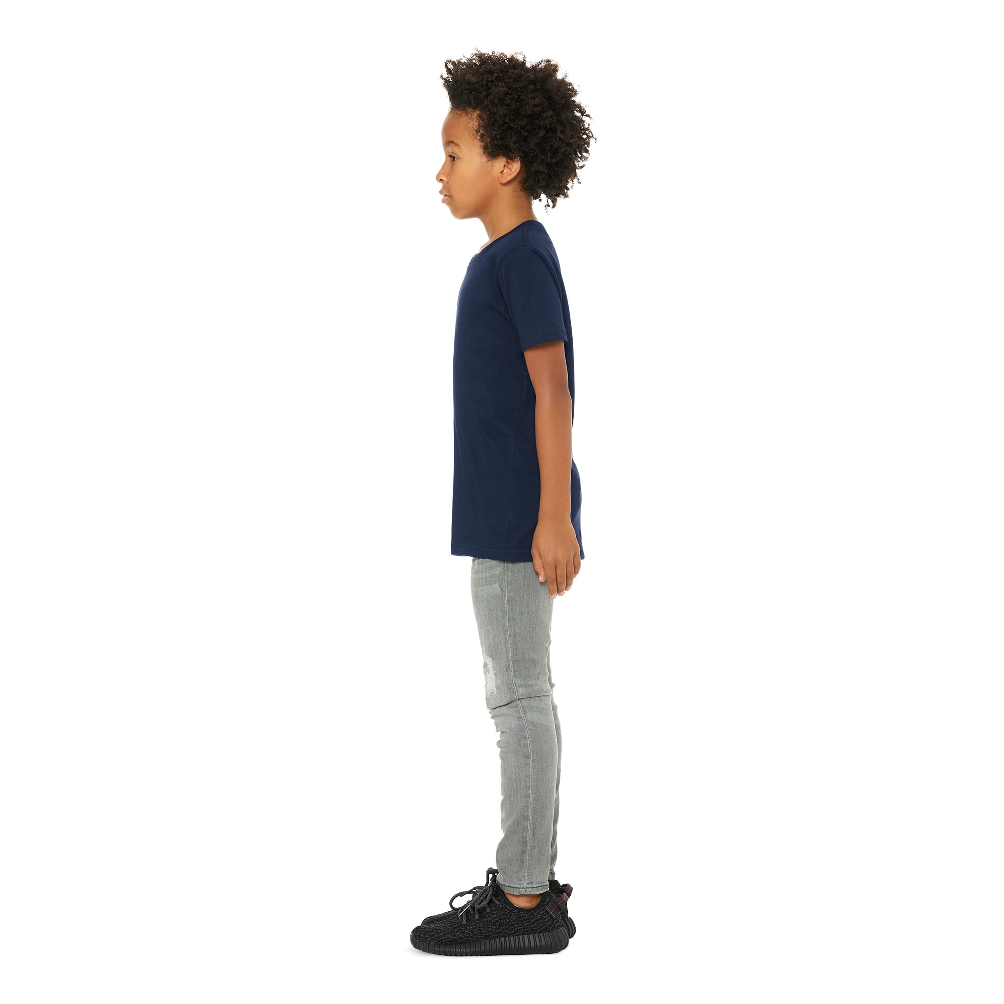 BELLA+CANVAS Youth Unisex Short Sleeve Crew Neck T-Shirt for Crafting, Navy, Youth Xlarge