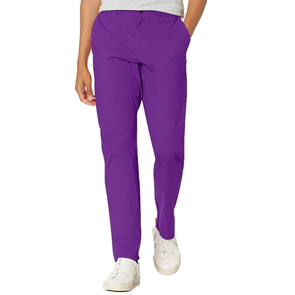 Umfun Men's Personalized Pants Fall Winter Fashion Solid Casual with Pocket Button Leggings Purple 3XL