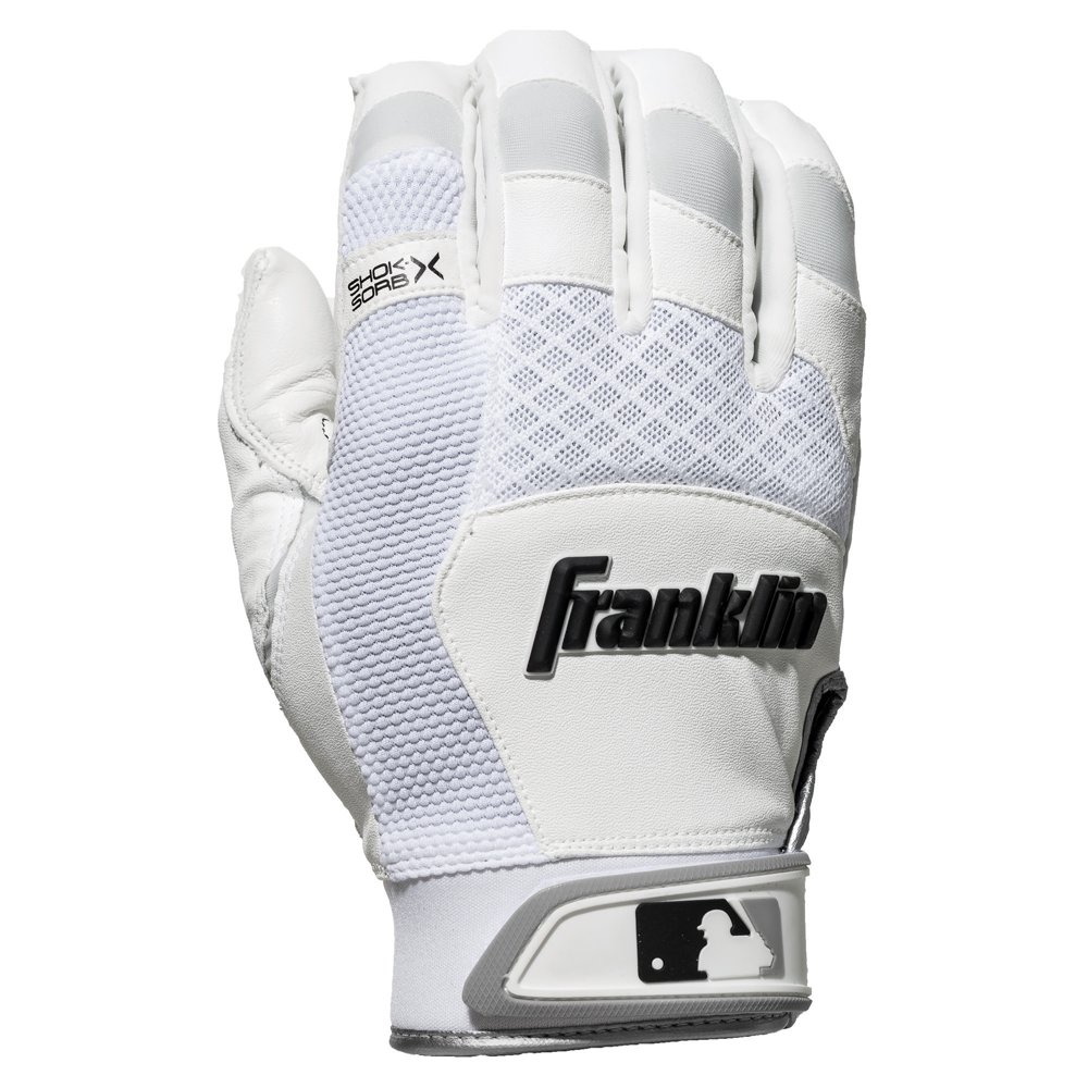 Franklin Sports ShokSorb X Batting Gloves White/White Youth Large