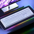thumbnail image 3 of Wireless Gaming Keyboard, BT 2.4GHz USB C Wired 3 Mode Mechanical Keyboard Blue LED Backlit, 108 Keys, Hot Swappable, Blue Switches for Computer, 3 of 7