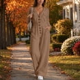 thumbnail image 6 of Cargo Jumpsuit for Women Long Sleeved Workwear Jumpsuit Buttoned Collar V Neck Long Sleeve One Piece Rompers Jumpsuit with Multiple Pockets, 6 of 8