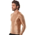thumbnail image 3 of Jhaoyu Men's Glossy Long Sleeve Compression Shirts Athletic Workout Sports Rash Guard Undershirt Coffee L, 3 of 6