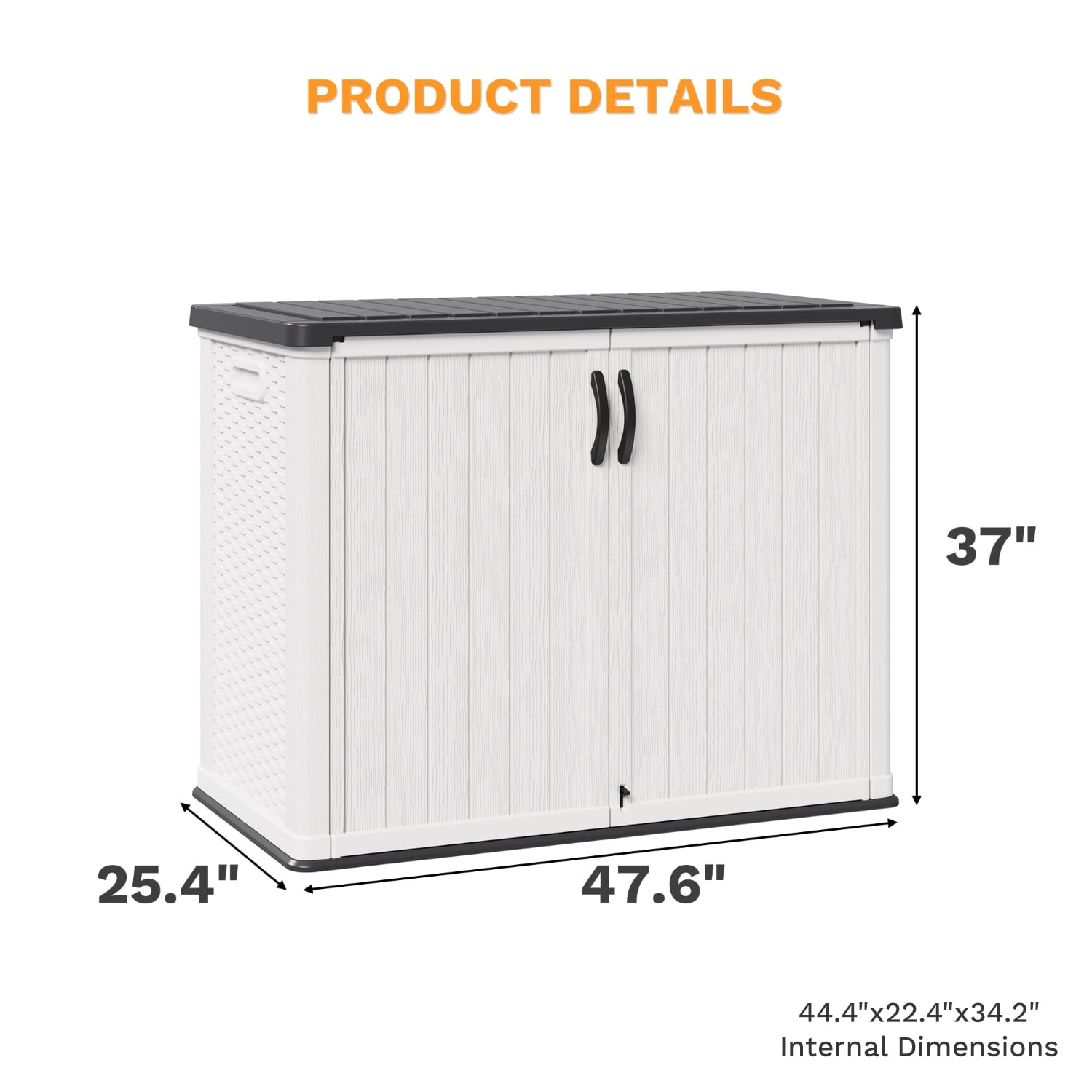 Homall 26 Cu.ft Resin Outdoor Storage Shed - Waterproof, Lockable & Sturdy Floor for Patio/Garden, White