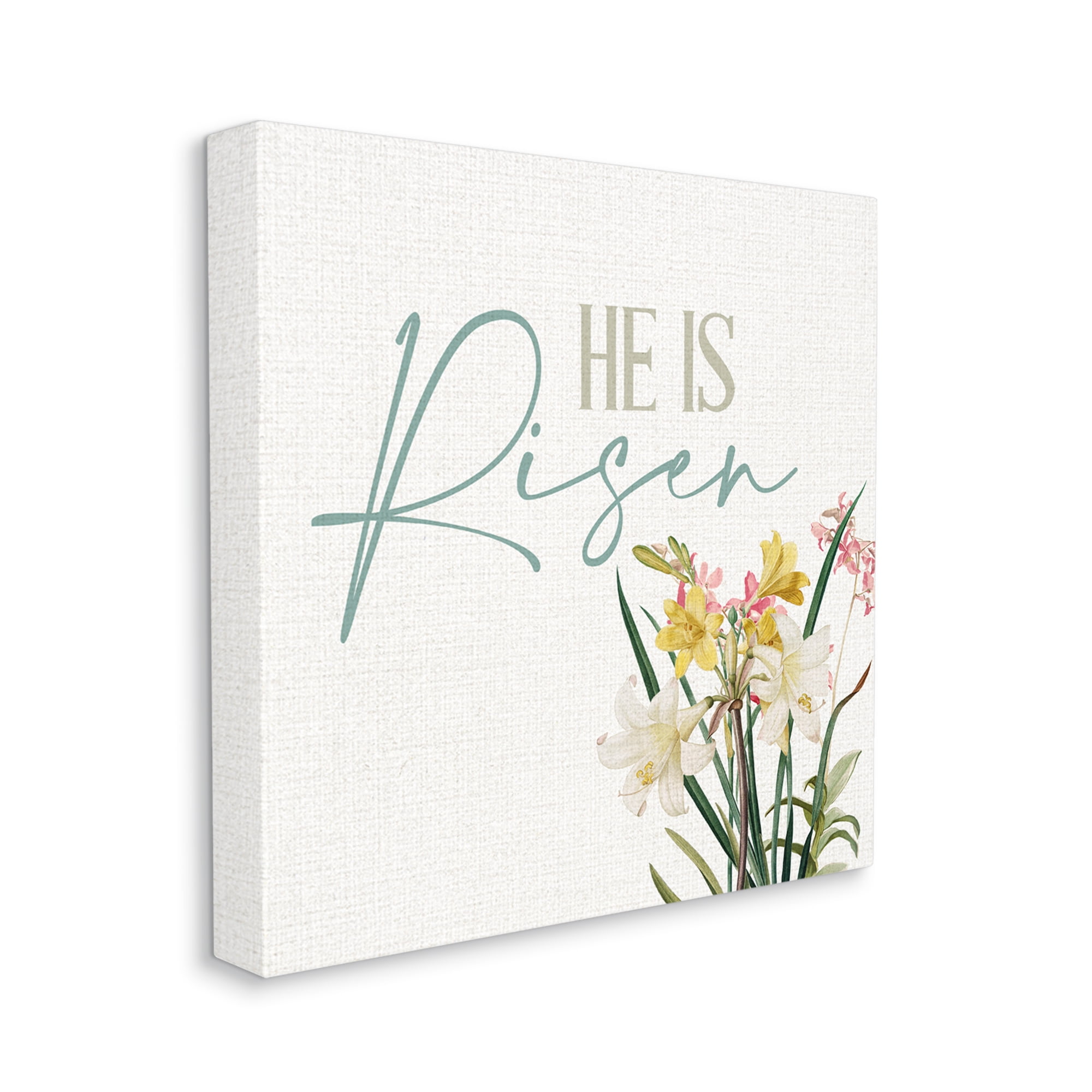 He Is Risen Religious Easter Holiday Flower Blossoms Canvas Art, 36 x 36, By Kim Allen