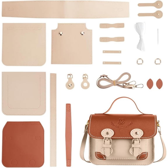 DIY PU Leather Shoulder Bag Making Set PU Leather Material Craft Tool Set Woman Handmade Satchel Handbag Making Kit 16x6.5x20cm