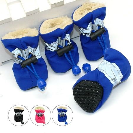Didog 4pcs Waterproof Winter Small Dog Shoes Anti-slip Rain Snow Boots Footwear Socks