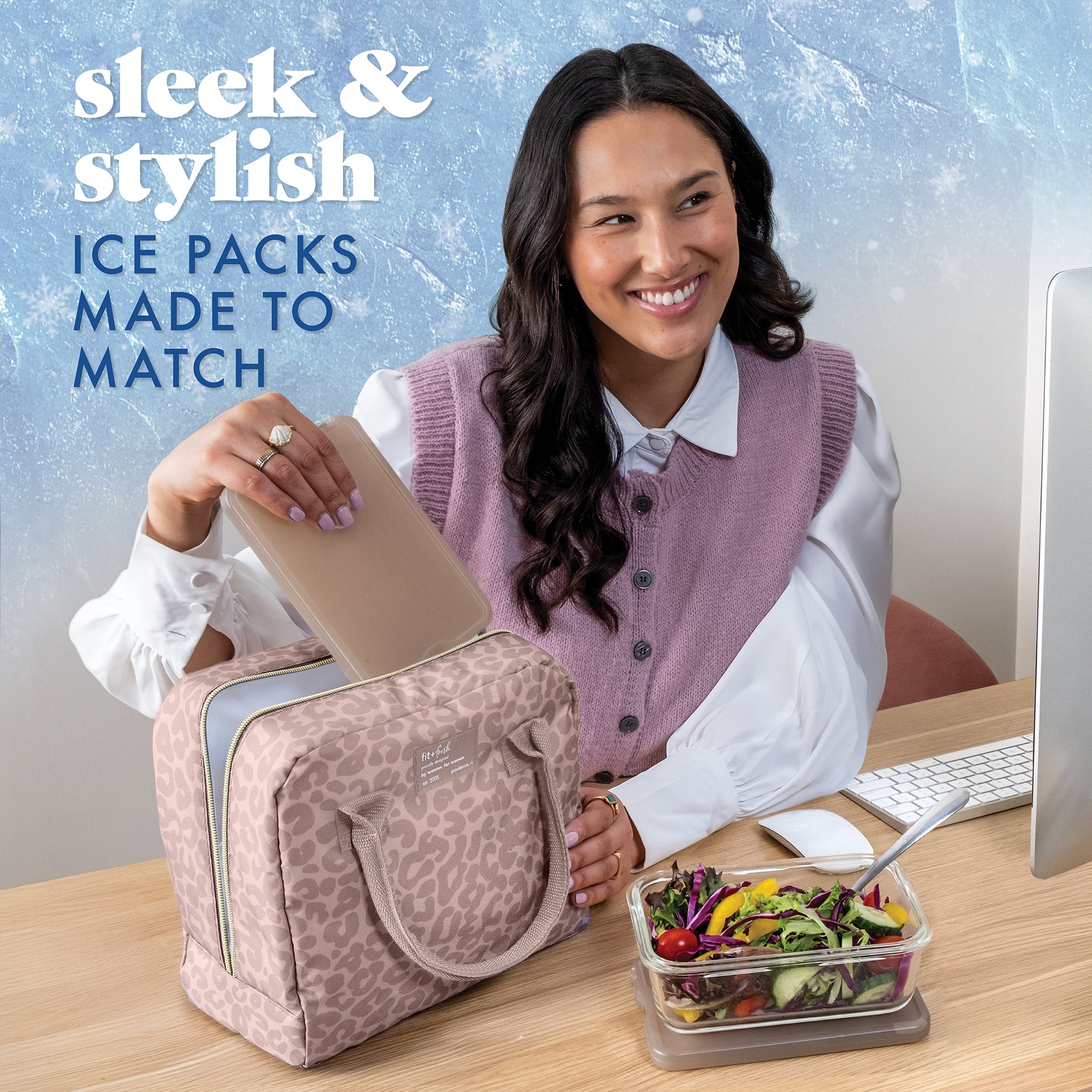 Cool Coolers by Fit & Fresh XL Slim Ice Packs, Space Saving Reusable Ice Packs for Lunch Boxes, Freezer Packs, Reusable Ice Packs for Lunch Boxes & Coolers, 4pk, Taupe