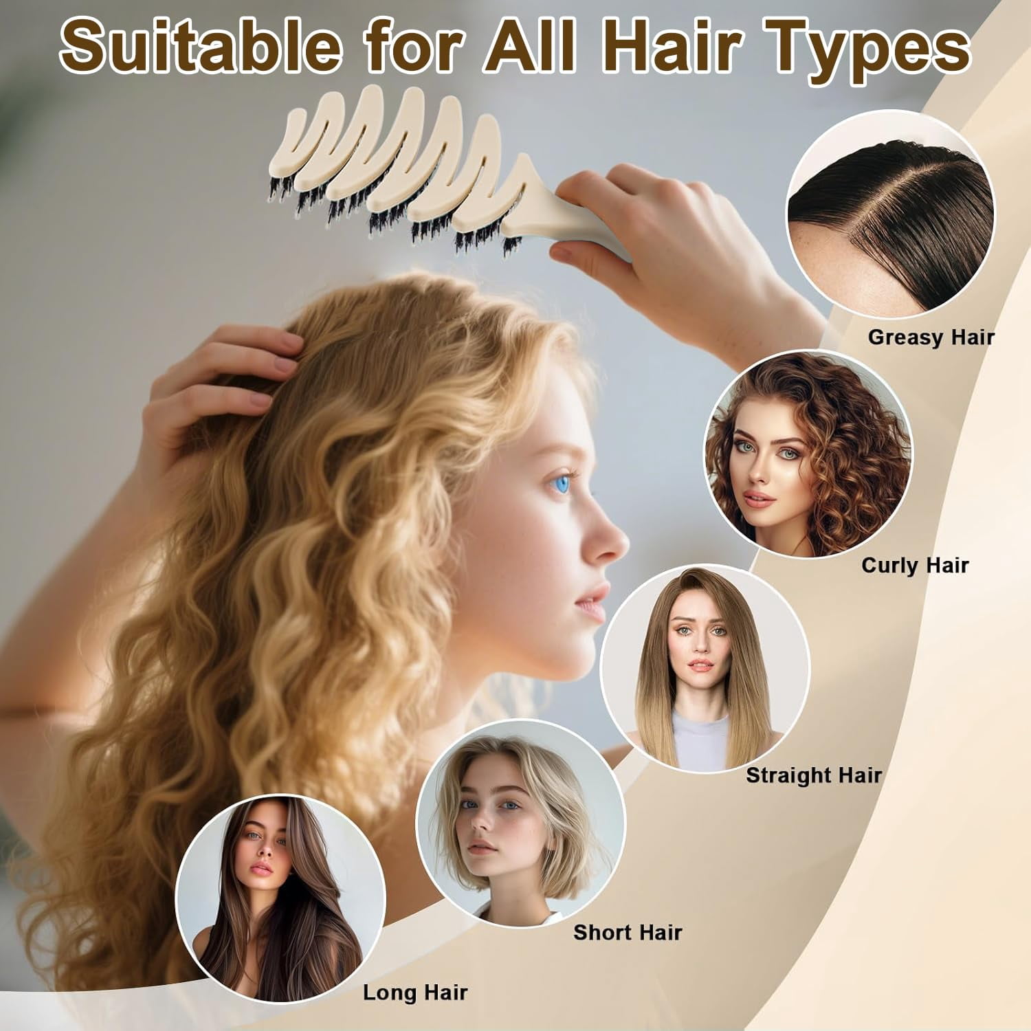 Gentle Scalp Massage Boar Bristle Hair Brush for Fine Hair, Ultimate Smoothing Vented Detangler Wet Brush for Women – A Great Gift