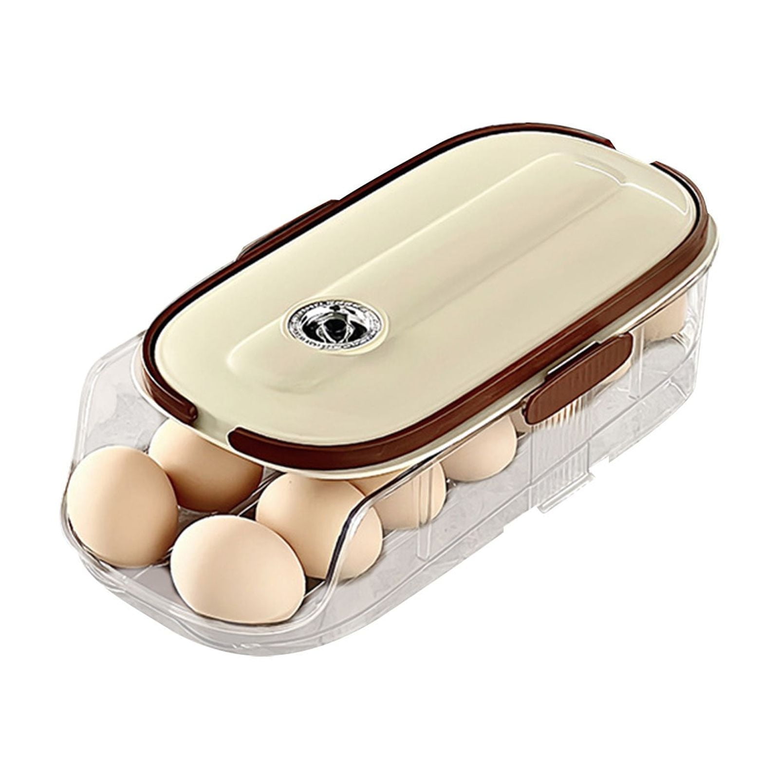 Tgbvmt Double Layer Rolling Storage Box Transparent Refrigerator Storage Rack Space Saving Food Organizer for Kitchen Fridge Pantry Cabinet Countertop Egg Storage Container Home Kitchen Storage