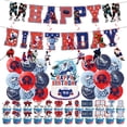 thumbnail image 2 of Ice Hockey Party Decoration Set, Themed Birthday Tableware With Banner Pull Flag Cake Toppers, Kids Sports Celebration Supplies, 12-Piece Pack, 2 of 6