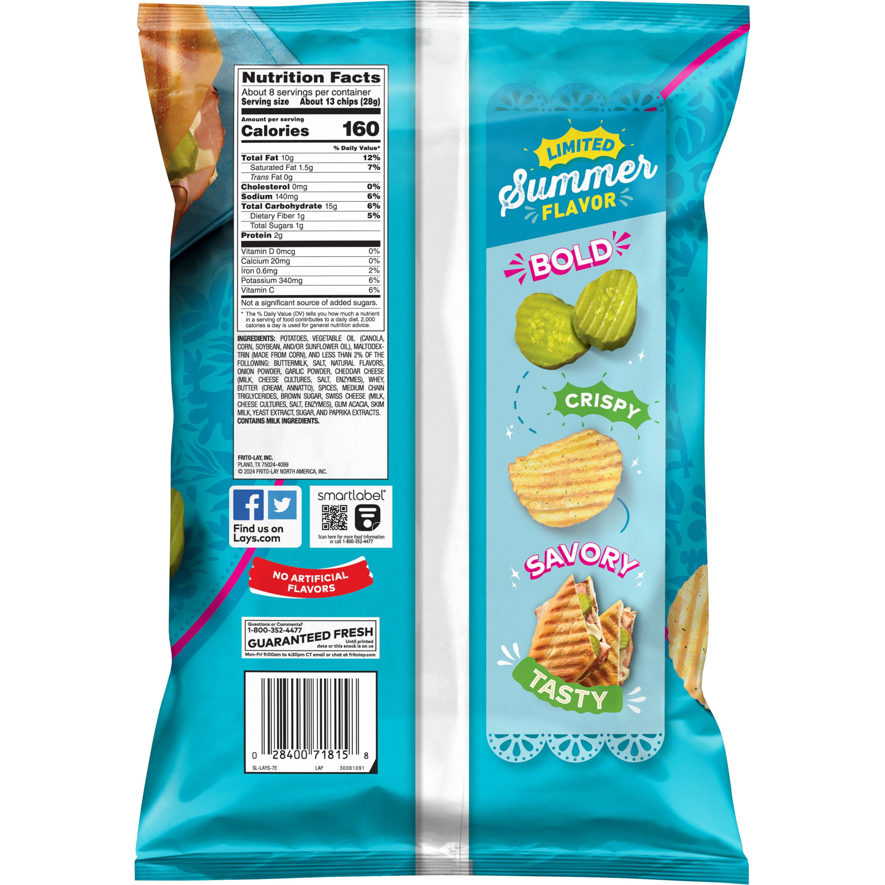 Lay's Cuban Sandwich Wavy Potato Chips, 7.5 oz Bag