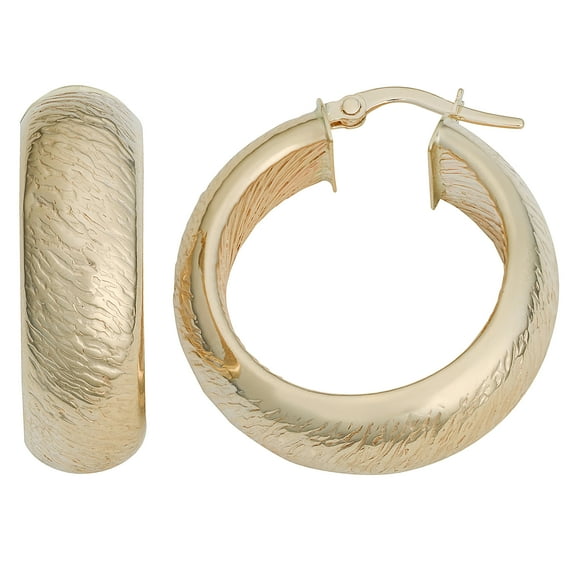 KoolJewelry 10k Yellow Gold 8x20mm Stone Finish Hoop Earrings