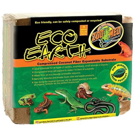 (2 Pack) Zoo Med Eco Earth Compressed Coconut Fieber Expandable Substrate, 3