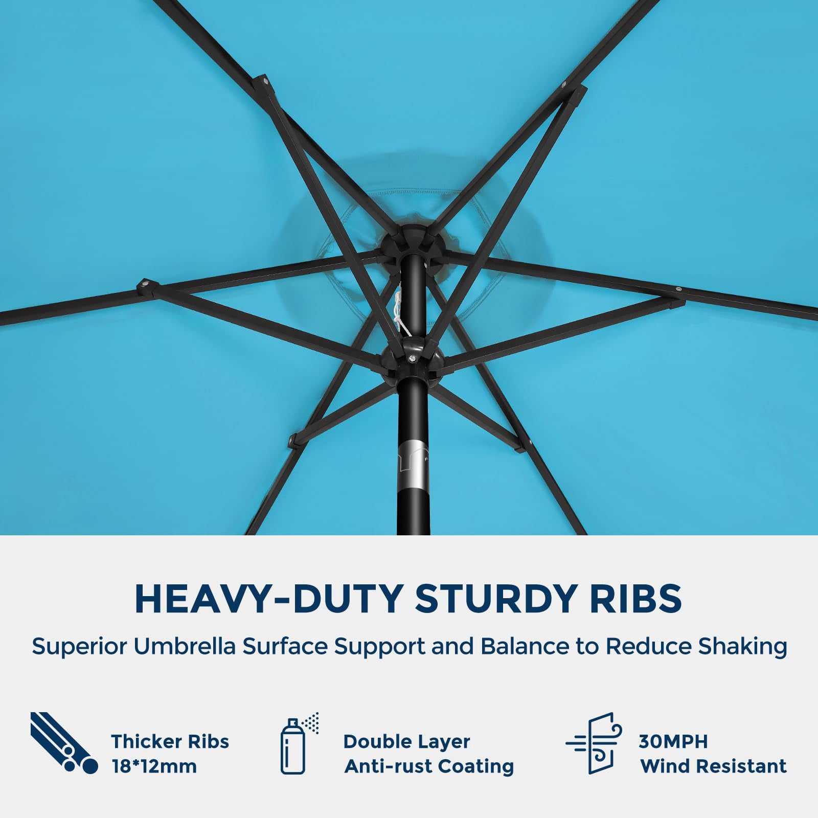 7.5ft Outdoor Patio Umbrella UPF50+ UV Protection with Push Button Tilt, Crank and 6 Sturdy Ribs