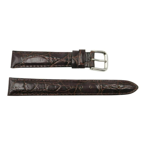 Genuine Leather Crocodile Grain 18mm Chestnut Watch Strap