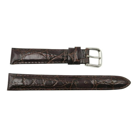 - Genuine Leather Crocodile Grain 18mm Chestnut Watch Strap