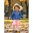 thumbnail image 2 of Younger Tree Toddler Girl Clothes Baby Fall Winter Crew Neck Long Sleeve Denim Dress Top Pants 2-piece Set for 5-6T, 2 of 8