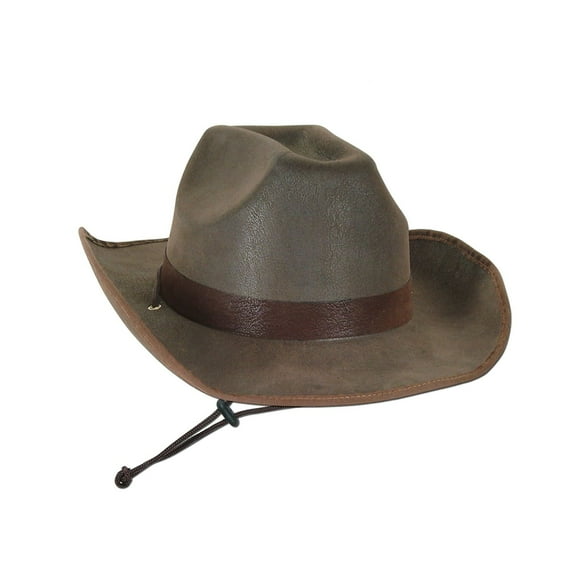 Faux Brown Leather Western Hat