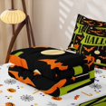 thumbnail image 5 of Feelyou Spooky Cat Pumpkin Zipper Twin Comforter Sets with Fitted Sheet and 2 Pillowcases, Cartoon Bat Spider Zipper Bedding Set, Black Green, Halloween Reversible, 4pcs, 5 of 7