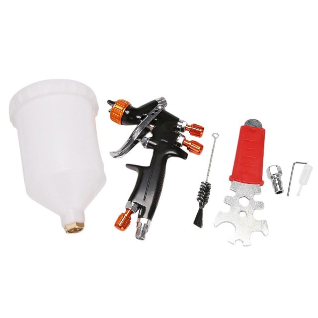 Kit de herramientas de pintura HVLP Yashi con pulverizadores de pintura a presión 600 cc boquilla 1,0 mm color negro