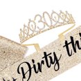thumbnail image 2 of Juego de tiara y fajín "Dirty Thirty" con diamantes de imitación, regalos de 30 cumpleaños, faja de cumpleaños para mujeres, recuerdos divertidos para fiestas de cumpleaños, suministros para fiestas, 2 of 5