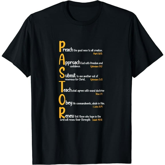 Pastor Preacher Minister Clergy Bible Verse Definition T-Shirt Black Small