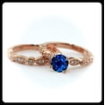 thumbnail image 2 of 2.00 carat Round Cut Sapphire and Diamond Halo Bridal Set in 10k Rose Gold, 2 of 3