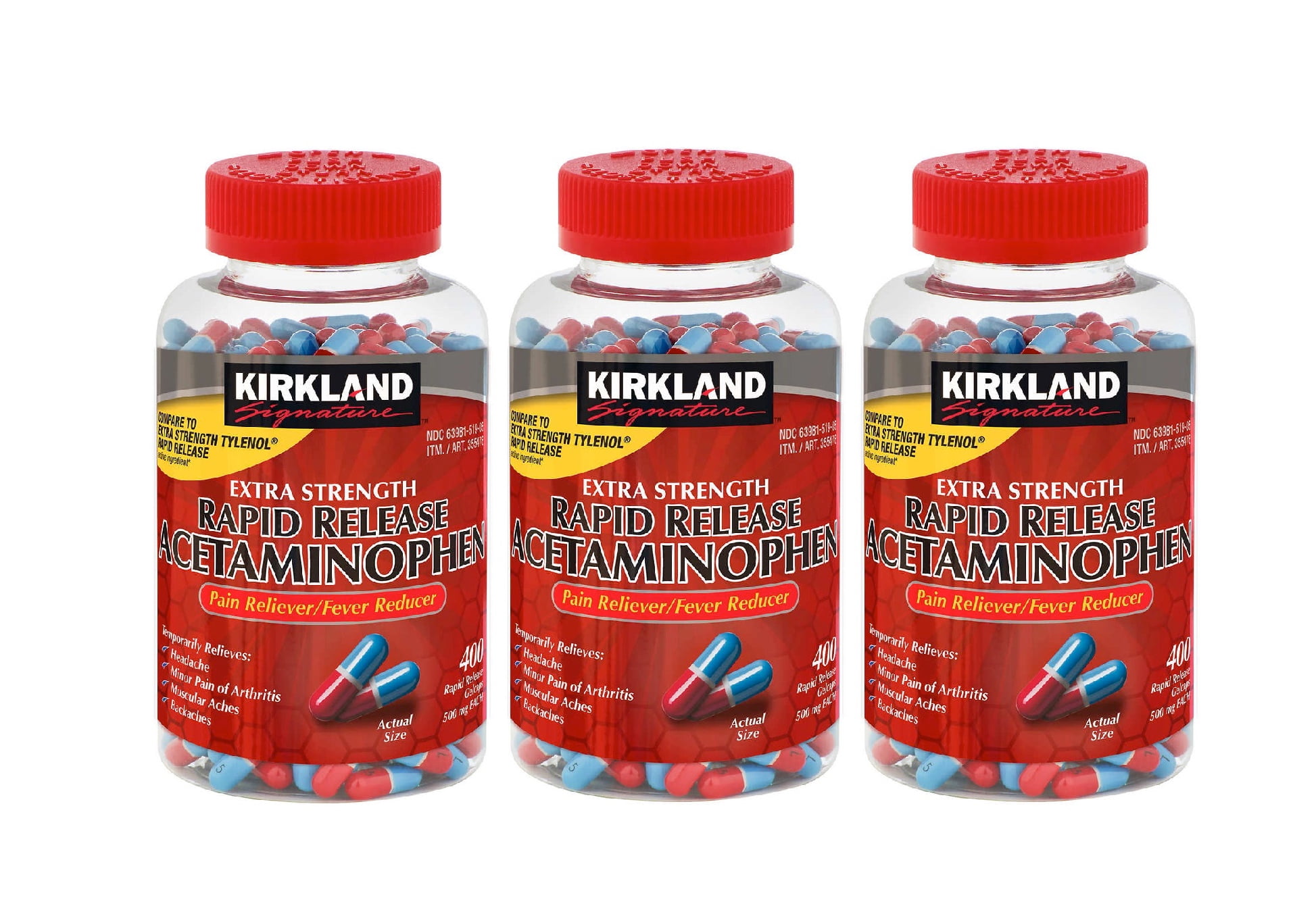 Kirkland Signature Rapid Release Acetaminophen 500 mg., 400 Gelcaps 3PK