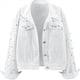 thumbnail image 1 of Chaqueta Vaquera con Perlas para Mujer, Chaqueta Vaquera Corta con Diamantes de Imitación, Abrigo M, 1 of 5