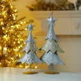 thumbnail image 3 of Melrose Jeweled Glitter Christmas Tree Decorations - 18.75" - Silver and Gold - Set of 2, 3 of 3