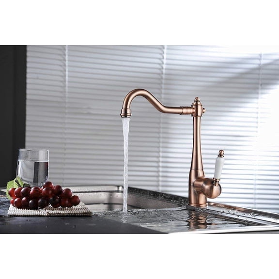 Kitchen Faucet Copper Bar Faucet 360 °   Swivel Single Handle Traditional Period Single Ceramic Lever Kitchen Sink Faucet Antique Mixer Tap One Hole Wet Bar Sink Tap Victorian Commercial
