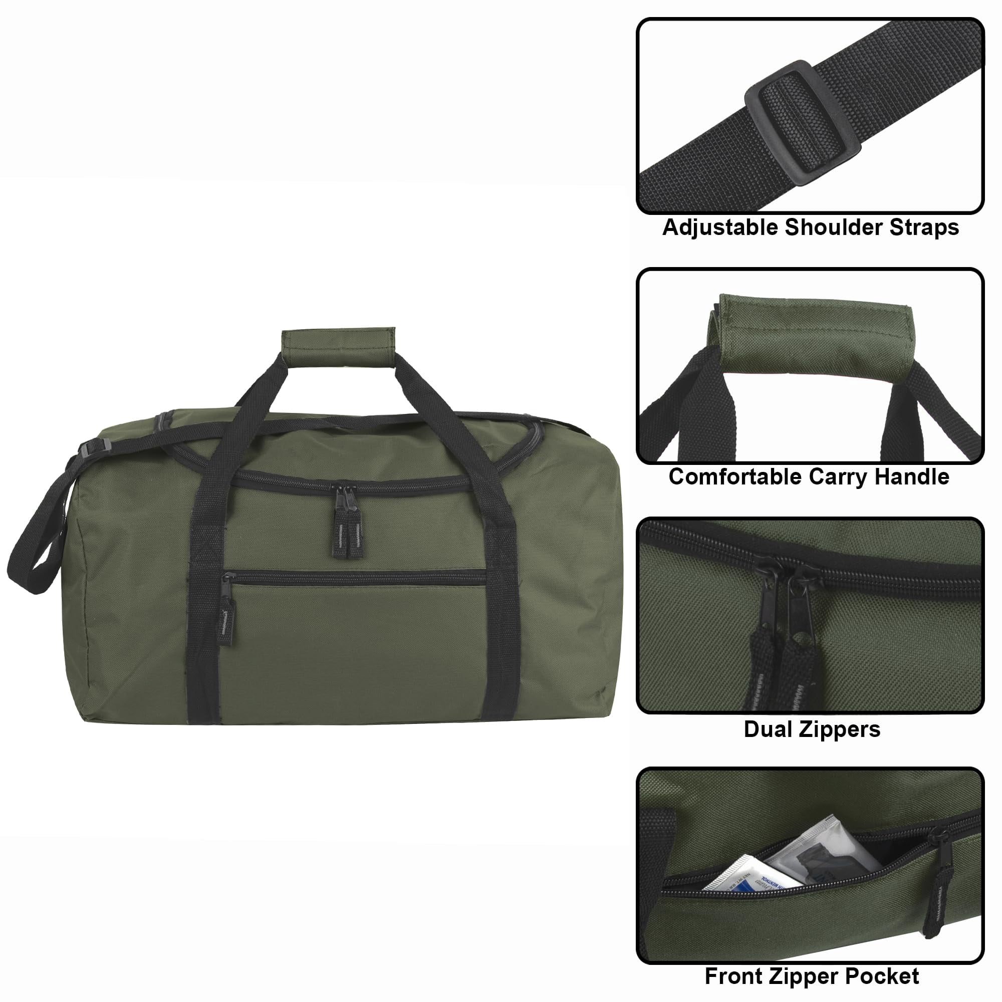 24 Pack of Bulk Wholesale 20 Inch 40 Liter Weekender Overnight Duffel Shoulder Bags for Sports, Travel and Commute in Hunter Green