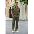 thumbnail image 6 of Coshow Men's 2 Piece Outfit Casual Short Sleeve Button Down Shirt Beach Summer Loose Pant Sets, 6 of 7