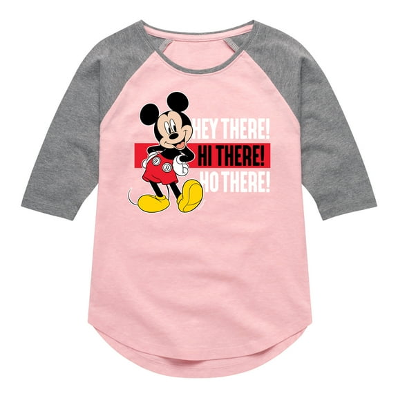 Mickey & Friends - Hey There Hi There - Toddler And Youth Girls Raglan Graphic T-Shirt