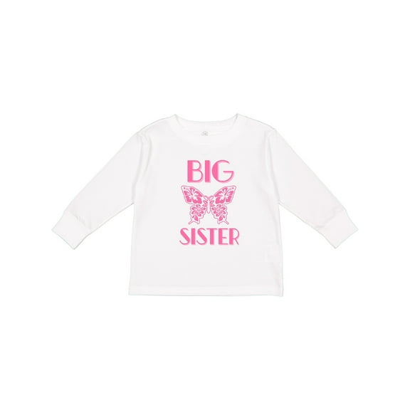 Inktastic Big Sister Announcement Butterfly Girls Long Sleeve Toddler T-Shirt