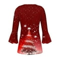 thumbnail image 4 of Plus Size Tops for Women Christmas Long Sleeved Tunic Printed Casual V-neck Pullover Flowy Tunic Top Pleated Casual Blouses Loose Fit Dressy Womens Tops Red XXL, 4 of 5