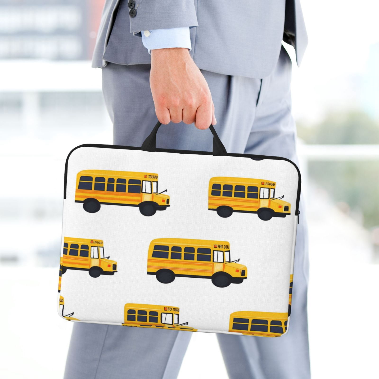 Laptop Sleeve Bag For Women Men 14inch Waterproof Durable Protective Computer Carrying Cover Handle Laptop Case Bag Yellow Bus