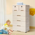 thumbnail image 7 of Dwellnix Storage Cabinet 6-Drawer, Thickened Top Panel, Load-Bearing 30kg/66lbs, PP Material, Space-Saving Design, for Clothes and Toys, Beige, 7 of 7