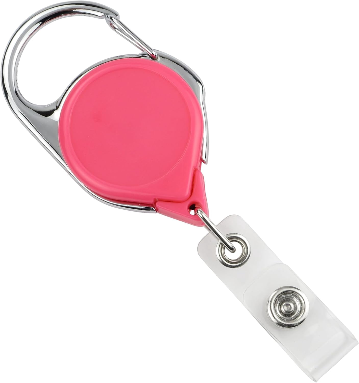 25 Pack - Professional Twist Free Carabiner Badge Reel with Long 34" Reach - Round No Twist Retractable Lanyard Clip for Crafting, Office & Government Premium Badge Holders by Specialist ID (Pink)