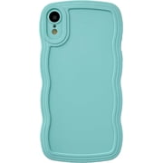 MYKOMI for iPhone Xr Case, Solid Color Curly Wave Frame Soft Compatible with iPhone Case