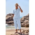 thumbnail image 2 of COOFANDY Men's 2 Pieces Linen Set Henley Shirt Short Sleeve and Harem Capri Pants Wide Leg Baggy Beach Yoga Trousers Outfits, 2 of 6