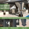 thumbnail image 7 of Kullavik 12'x16' Hardtop Gazebo, Outdoor Double Roof Canopy with Netting and Curtains, Galvanized Metal Frame, Sunshade for Patio, Backyard, Deck and Lawns-Sand, 7 of 7