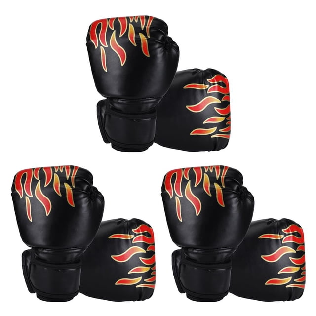 Soidarity Guantes de boxeo para niños, guantes de entrenamiento portátiles ajustables de cuero para niños, deportes para golpear, negro Negro 3Conjunto