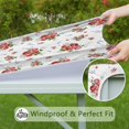 thumbnail image 6 of Square Tablecloth with Elastic Edges 34 * 34 Inch Pioneer Waterproof Rose Spring Flower Blossom Table Cover Washable Indoor and Outdoor for Party Kitchen Dinner Banquet Patio Picnic, 6 of 6