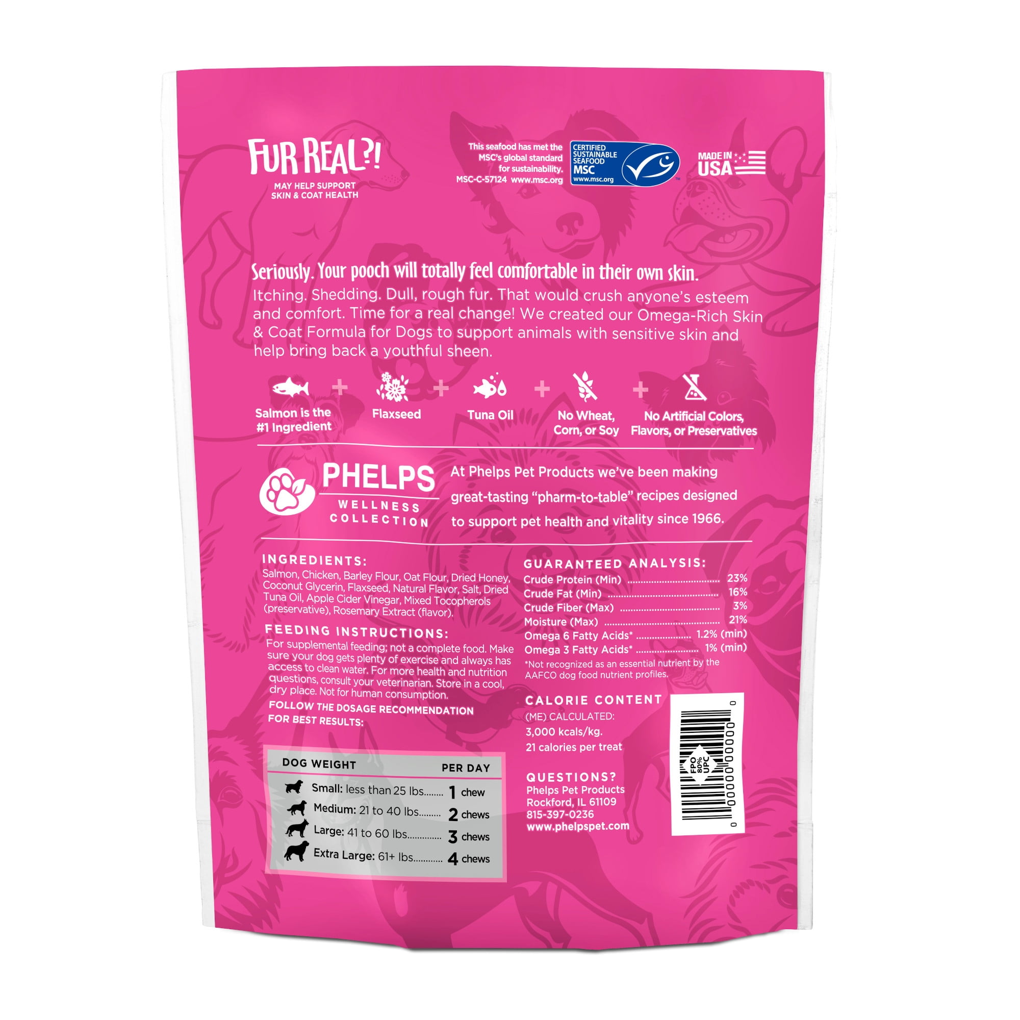 Phelps Pet Chicken & Salmon Flavor Soft Treats for Dogs, 4 oz. (6 Pack)