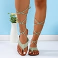 thumbnail image 3 of Dakaela Women's Lace up Gladiator Sandals Braided Strappy Flat Shoes Open Toe Summer Beach Flip Flops, 3 of 6