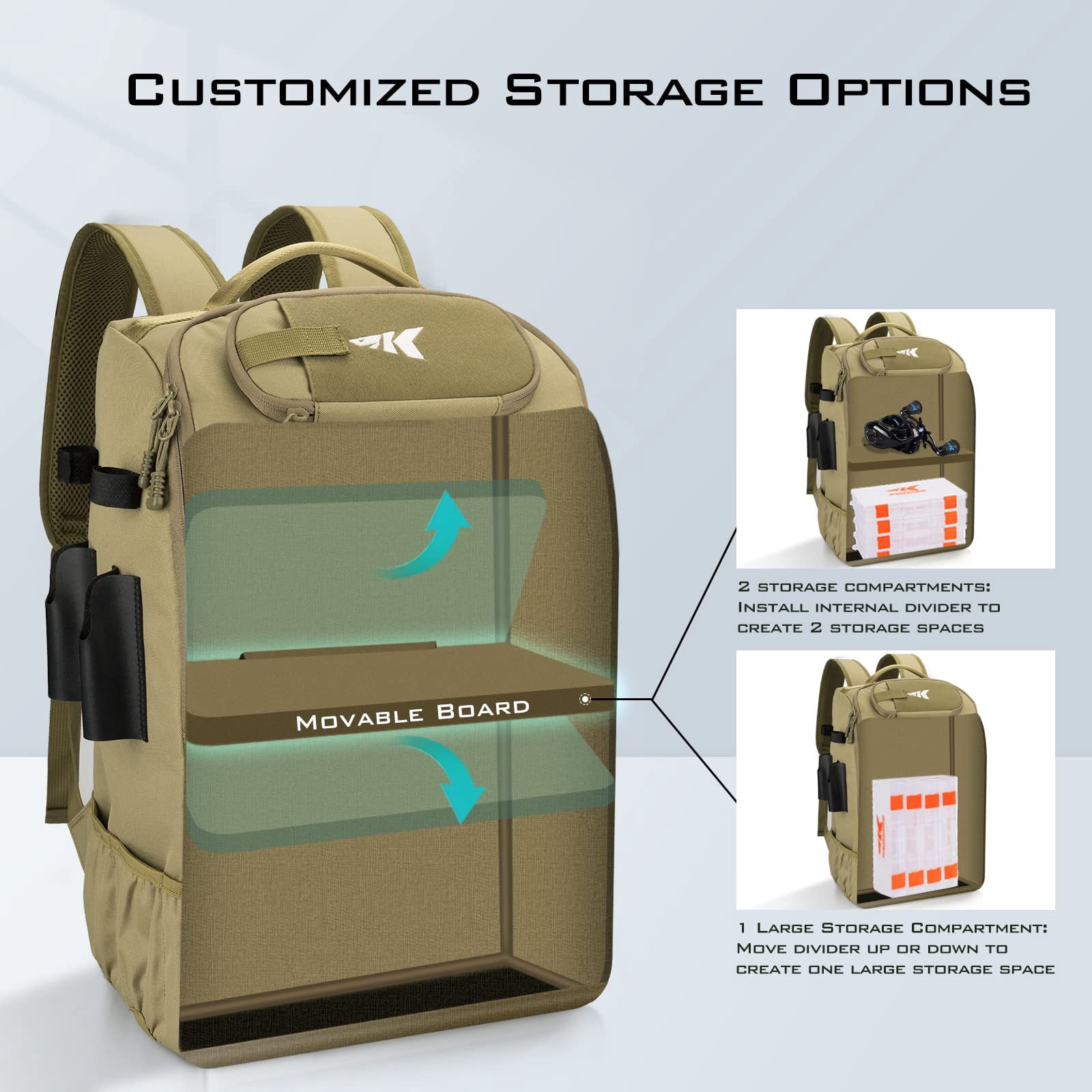 Karryall Fishing Tackle Backpack With Rod Holder 4 Boxes 40/26l Bag Storage Gear And Equipment