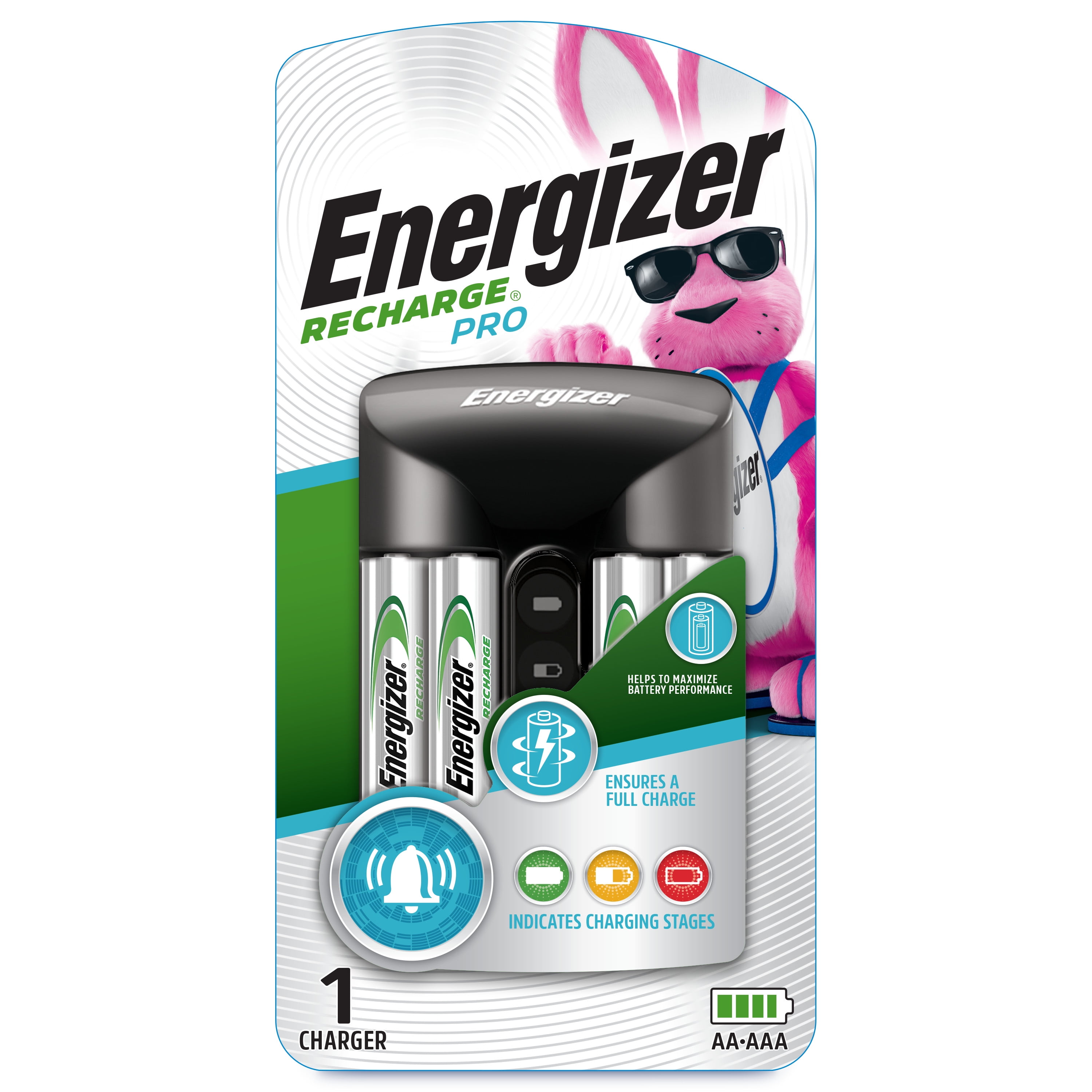 Energizer Energizer Rechargeable Aa And Aaa Battery Charger Recharge Pro With 4 Aa Nimh Rechargeable Batteries Chprowb4 The Home Depot
