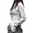 thumbnail image 3 of Graphic Tees for Women Teen Girls Aesthetic Grunge Gothic Clothes Y2k Shirt Knit Basic Long Sleeve Top Fall White XS, 3 of 8