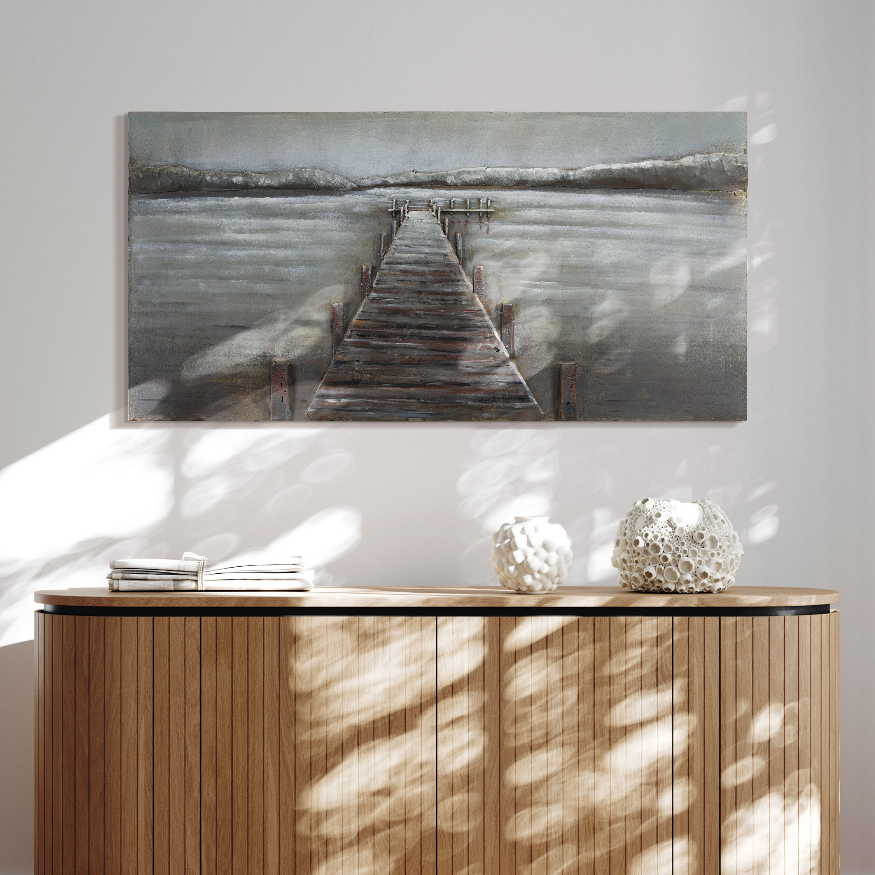 Empire Art Direct PMO-140127-4824 Primo Mixed Media Hand Painted Iron Wall Sculpture - Pier